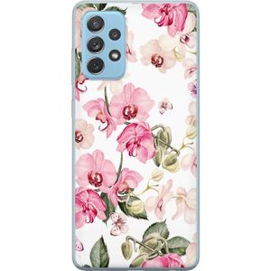 Samsung Galaxy A52 5G Transparent Mobilskal Rosa blommor