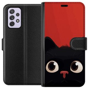 Samsung Galaxy A52s 5G Svart Plånboksfodral Busig Katt