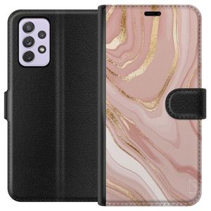 Samsung Galaxy A52s 5G Svart Plånboksfodral Ljusrosa marmor