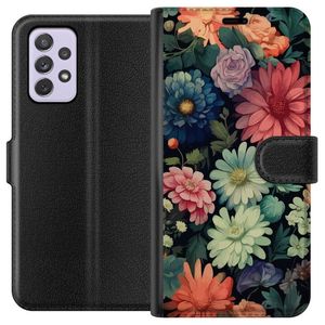 Samsung Galaxy A52s 5G Svart Plånboksfodral Färglada blommor