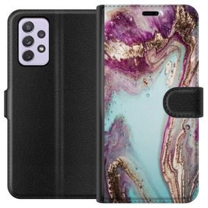 Samsung Galaxy A52s 5G Svart Plånboksfodral Lila marmor
