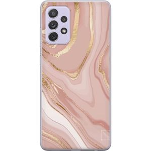 Samsung Galaxy A52s 5G Transparent Mobilskal Ljusrosa marmor