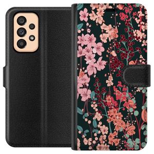 Samsung Galaxy A53 5G Musta Lompakkokotelo Blommor