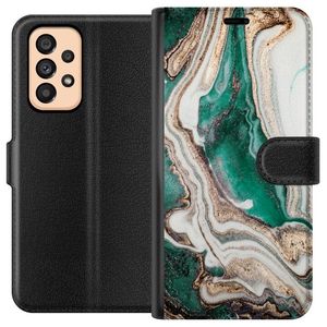 Samsung Galaxy A53 5G Svart Plånboksfodral Grön / Guld marmor