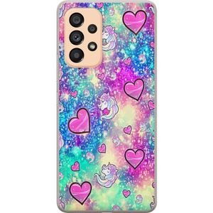 Samsung Galaxy A53 5G Transparent Mobilskal Enhörning och hjärtan