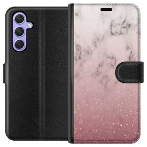 Samsung Galaxy A54 Musta Lompakkokotelo Glitter och marmor