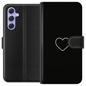 Samsung Galaxy A54 Svart Plånboksfodral Hjärta