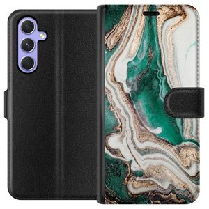 Samsung Galaxy A54 Svart Plånboksfodral Grön / Guld marmor
