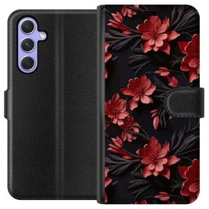 Samsung Galaxy A54 Svart Plånboksfodral Intensiva blommor