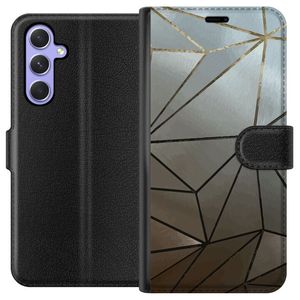 Samsung Galaxy A54 Svart Plånboksfodral Mönster Rosé