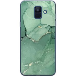 Samsung Galaxy A6 (2018) Transparent Mobilskal Grön Marmor