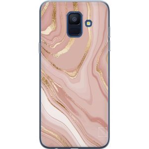 Samsung Galaxy A6 (2018) Transparent Mobilskal Ljusrosa marmor