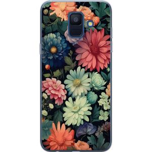 Samsung Galaxy A6 (2018) Transparent Mobilskal Färglada blommor