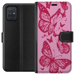 Samsung Galaxy A71 Sort Lommebokdeksel Fjärilar
