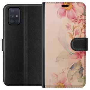 Samsung Galaxy A71 Sort Lommebokdeksel Färgsprakande Blommor