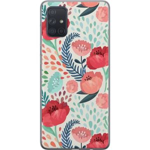 Samsung Galaxy A71 Läpinäkyvä Puhelinkotelo Flora