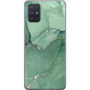 Samsung Galaxy A71 Transparent Mobilskal Grön Marmor
