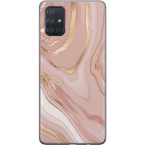 Samsung Galaxy A71 Transparent Mobilskal Ljusrosa marmor