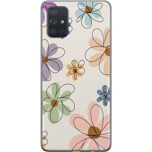 Samsung Galaxy A71 Transparent Mobilskal Tecknade Blommor