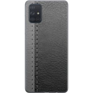 Samsung Galaxy A71 Transparent Mobilskal Grått Fake Läder