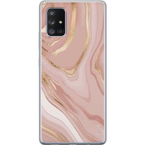 Samsung Galaxy A71 5G Transparent Mobilskal Ljusrosa marmor