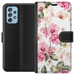 Samsung Galaxy A72 5G Svart Plånboksfodral Rosa blommor