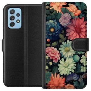 Samsung Galaxy A72 5G Svart Plånboksfodral Färglada blommor