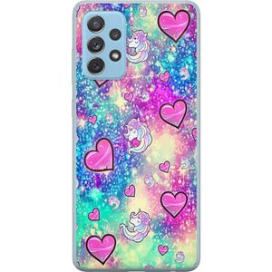 Samsung Galaxy A72 5G Transparent Mobilskal Enhörning och hjärtan