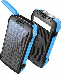 SiGN Solar Powerbank med trådløs opladning, 20000mAh - Blå