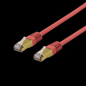 S/FTP Cat6a nätverkskabel 0,5 m röd LSZH Delta-certifierad