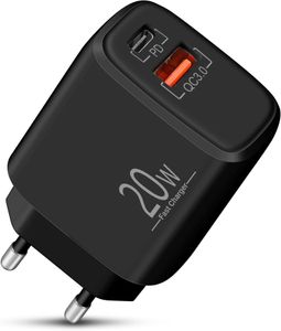 SiGN Snabbladdare USB & USB-C, PD & Q.C3.0, 3A, 20W – Svart