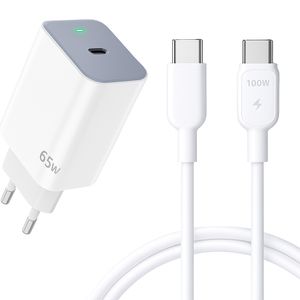 Kraftfull Snabbladdare 65W till Laptop med USB-C kabel 100W, 2m - Vit