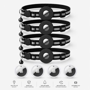 Apple Airtag 2. sukupolvi + AirTag-panta kissoille ja pienille koirille, 4 kpl - musta