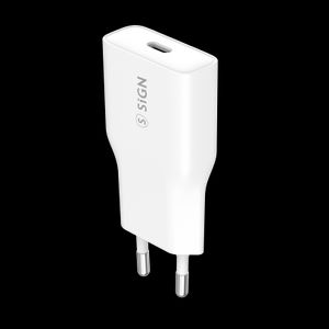 SiGN GaN Snabbladdare USB-C PD & Q.C3.0 20W – Vit