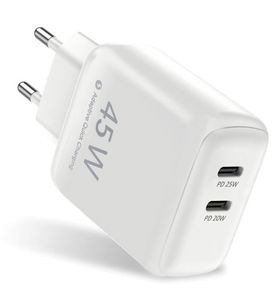 SiGN Dual USB-C PD-lader 45W for bærbar PC og smarttelefon - Hvit