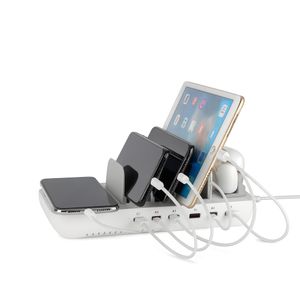 SiGN USB-laddningsstation 65W med trÄdlös laddning och USB-C - Vit
