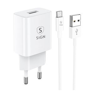 SiGN Hurtigoplader USB-A til Micro-USB 2.4A - 12W