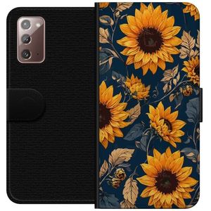 Samsung Galaxy Note20 Sort Lommebokdeksel Solrosor