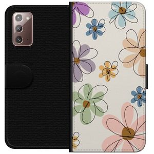 Samsung Galaxy Note20 Svart Plånboksfodral Tecknade Blommor