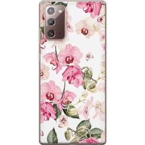 Samsung Galaxy Note20 Transparent Mobilskal Rosa blommor