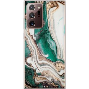 Samsung Galaxy Note20 Ultra Gjennomsiktig Telefondeksel Grön / Guld marmor