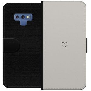 Samsung Galaxy Note9 Svart Plånboksfodral Grått hjärta