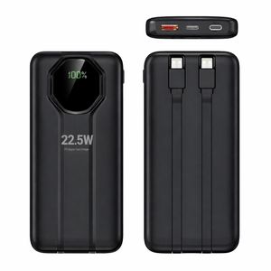 SiGN Kraftig Powerbank med Indbyggede Kabler, 20000mAh - Sort