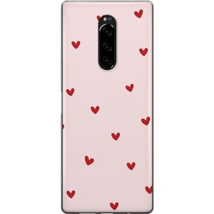 Sony Xperia 1 Transparent Mobilskal Små Hjärtan