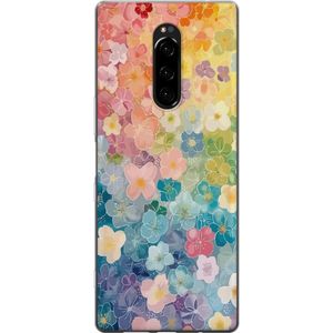 Sony Xperia 1 Transparent Mobilskal Miniatyrblommor