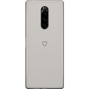 Sony Xperia 1 Transparent Mobilskal Grått hjärta
