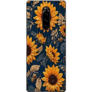 Sony Xperia 1 Transparent Mobilskal Solrosor