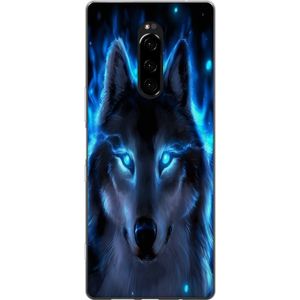 Sony Xperia 1 Transparent Mobilskal Blå Varg
