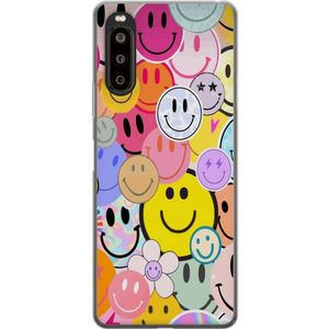 Sony Xperia 10 II Transparent Mobilskal Leende Ansikten