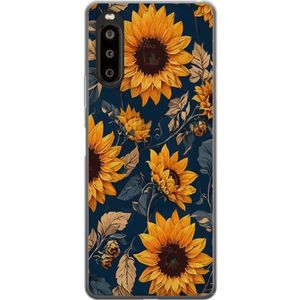 Sony Xperia 10 II Transparent Mobilskal Solrosor